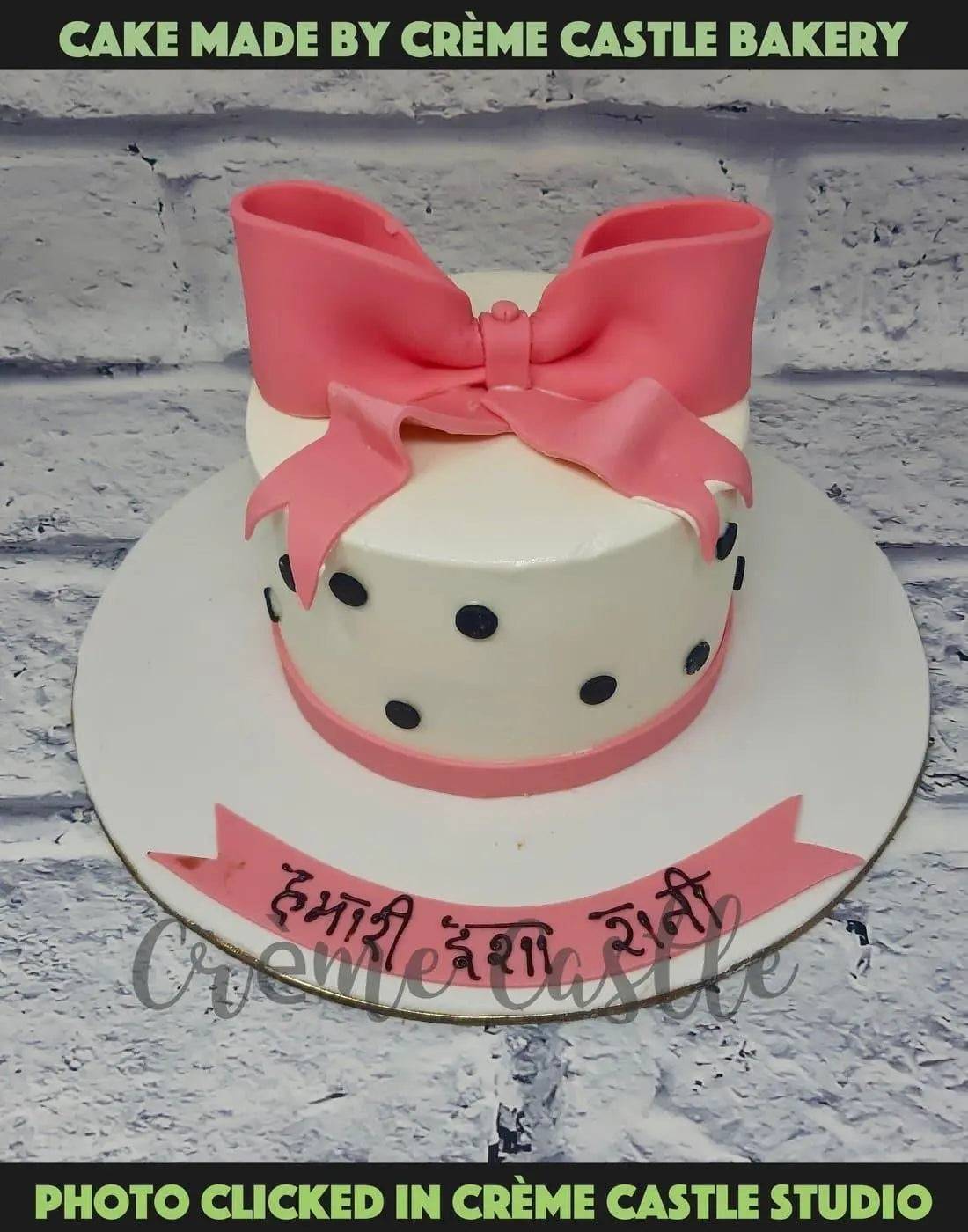 White and pink Bow Cake
