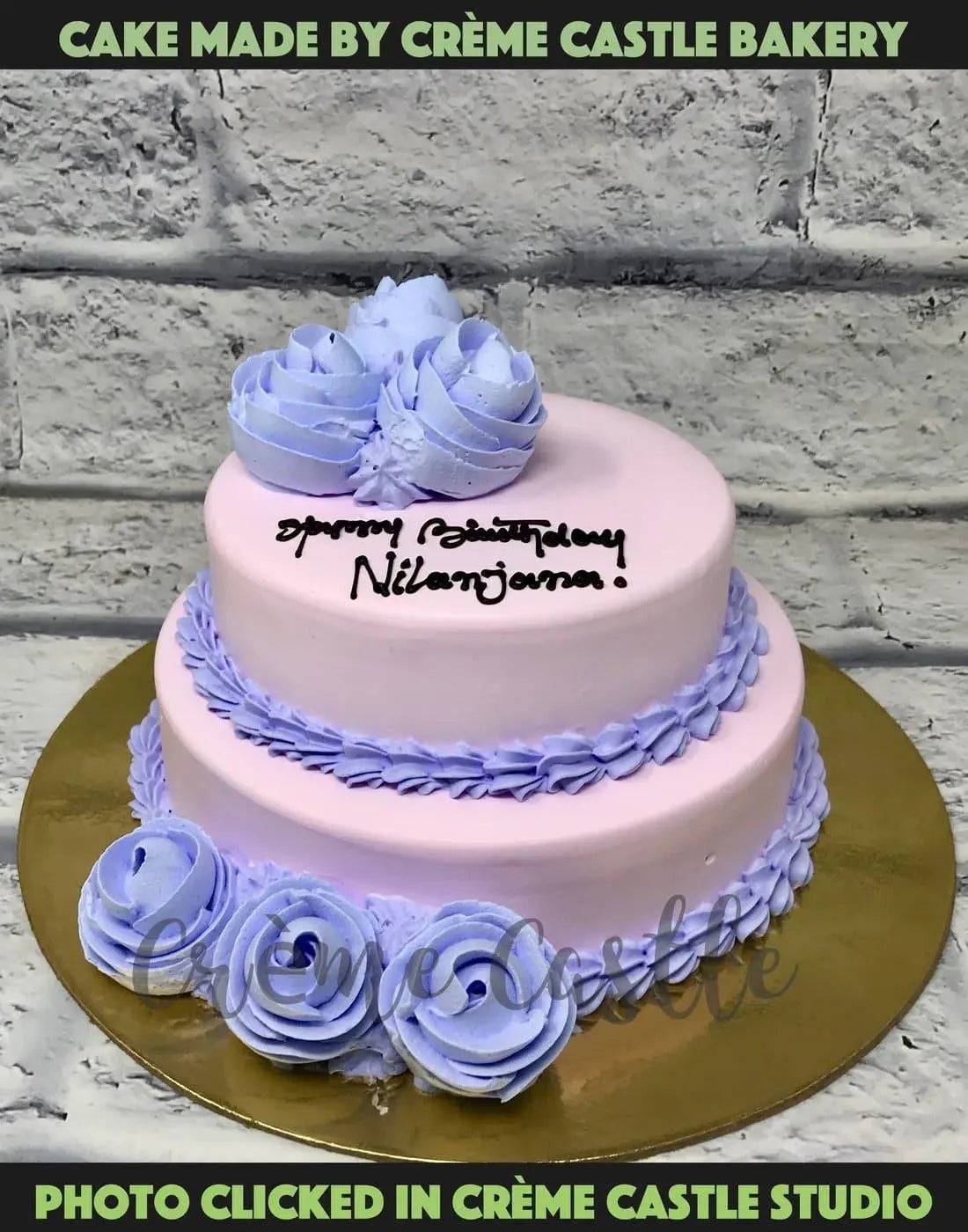 Purple 2 Tier Cream Cake