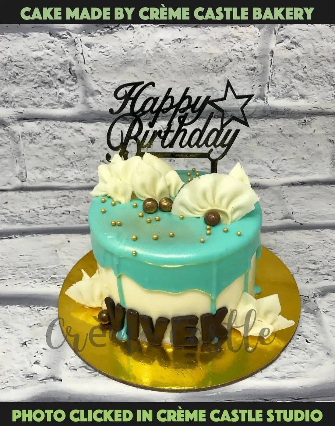 Pastel Blue Drip Cake