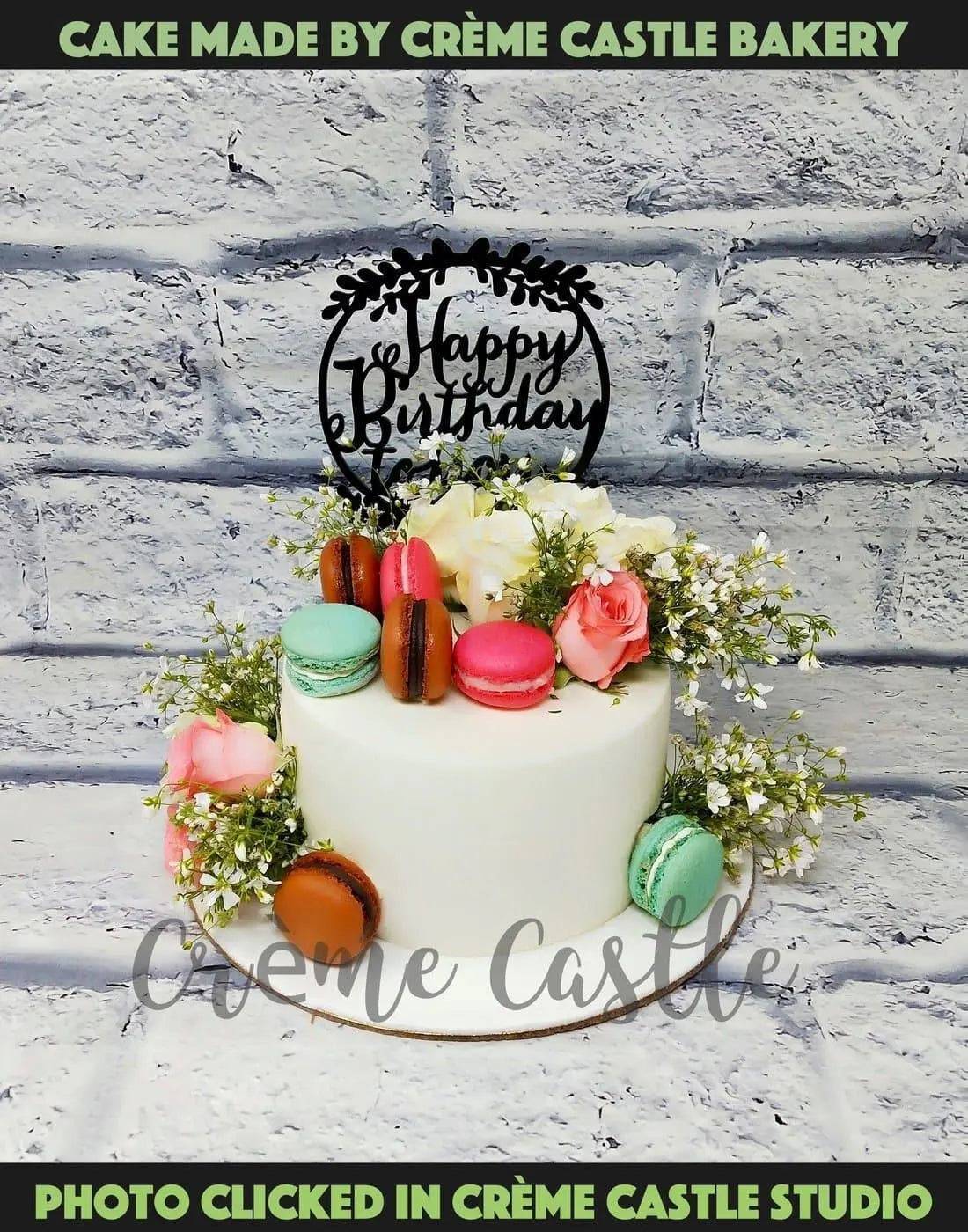 Macaroons Floral Anniversary Cake
