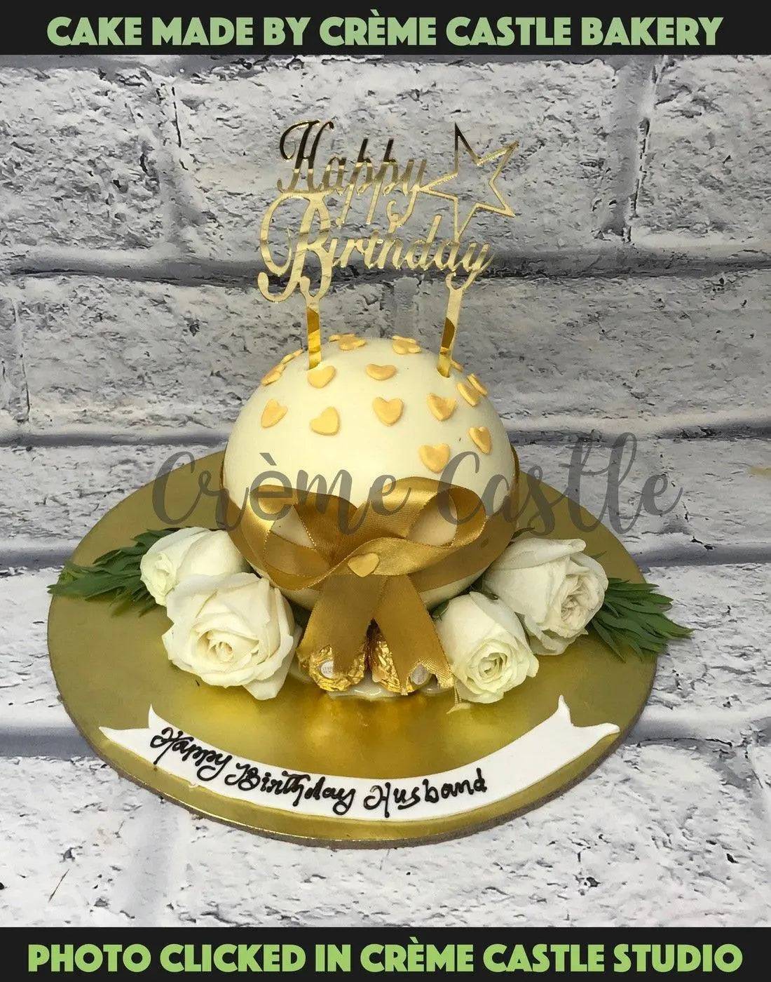 Golden Floral Pinata Cake
