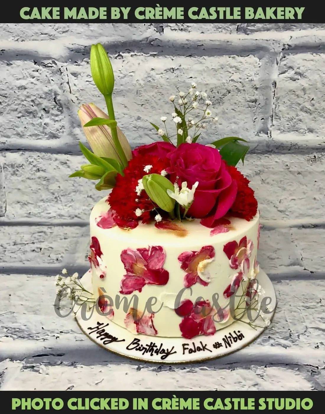 Real Flower Handpainted cake