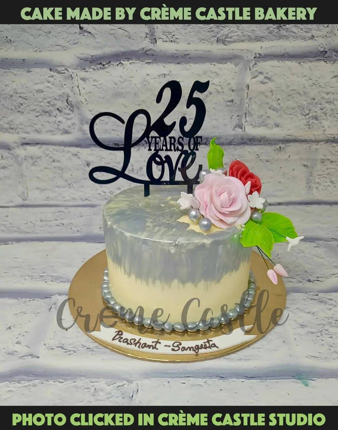 Silver Anniversary Painted Cake