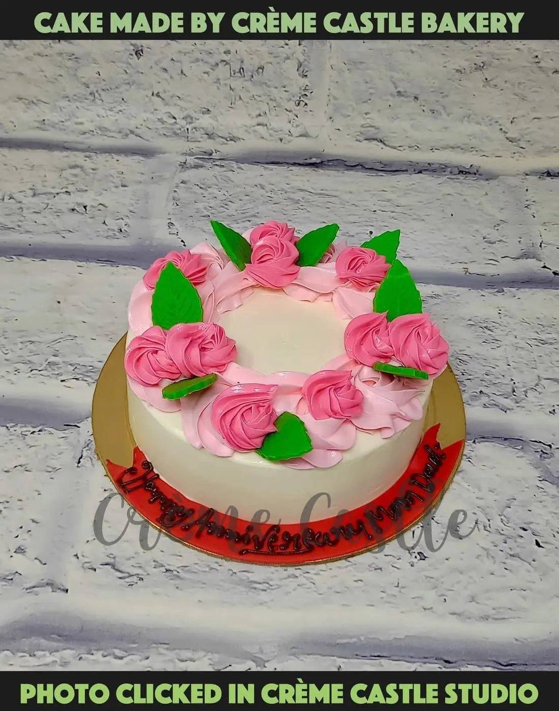 Floral Pink Cream Cake