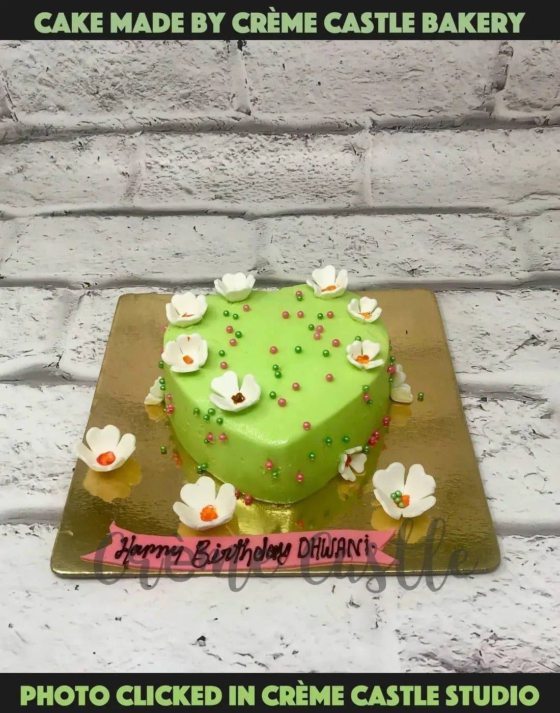 Green Heart Design Cake