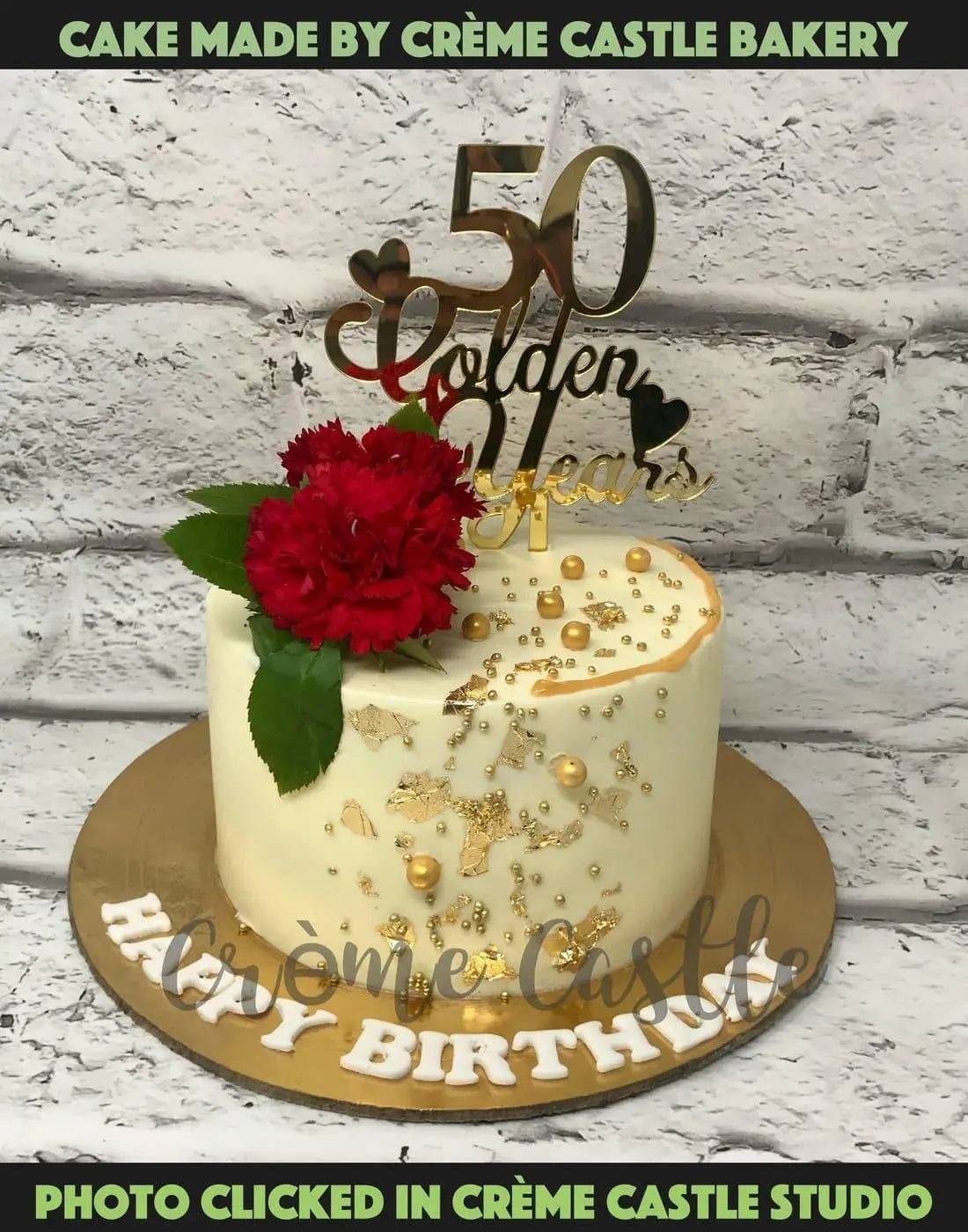 Golden Floral Design Cake