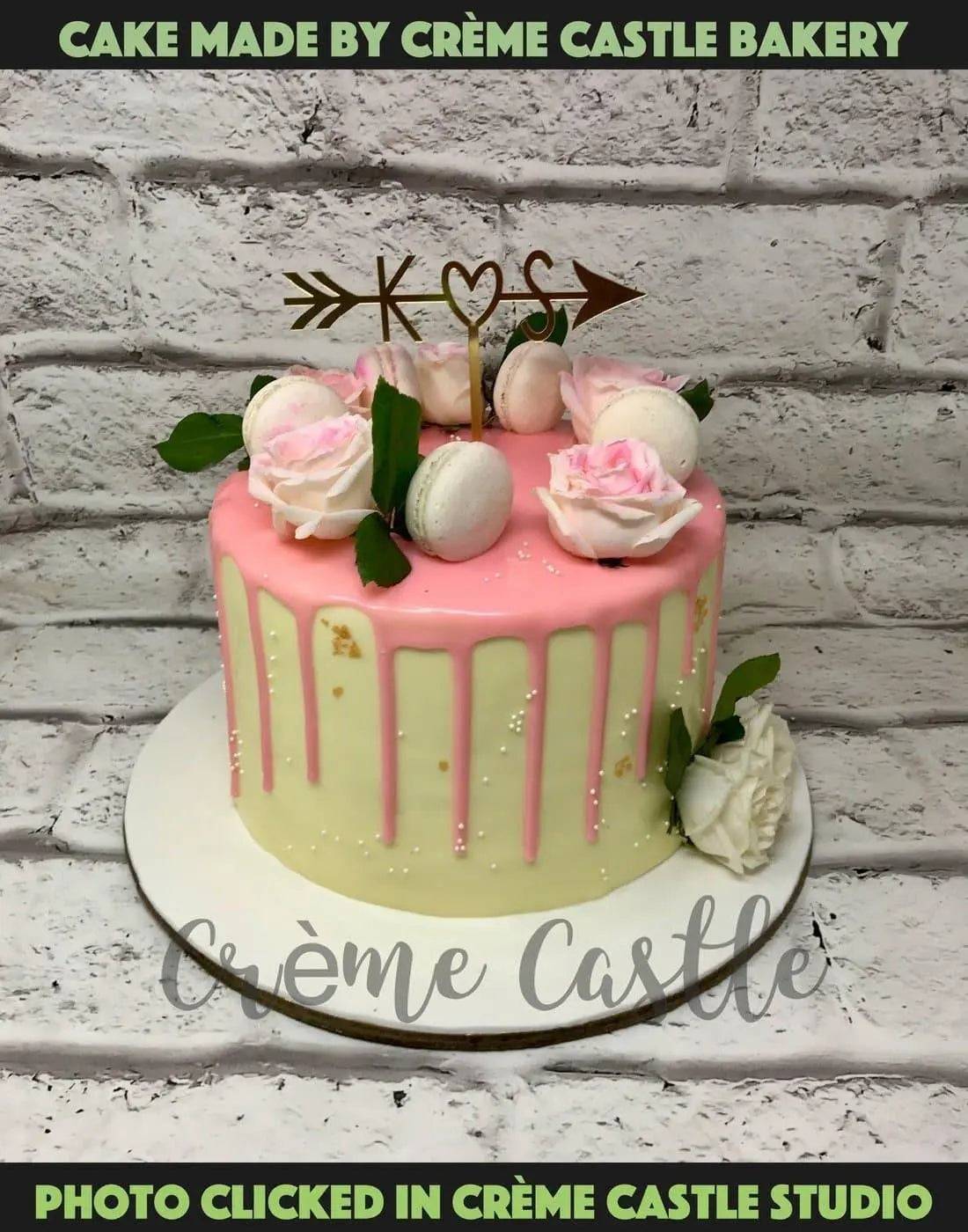 Floral Pink Drip Design Cake