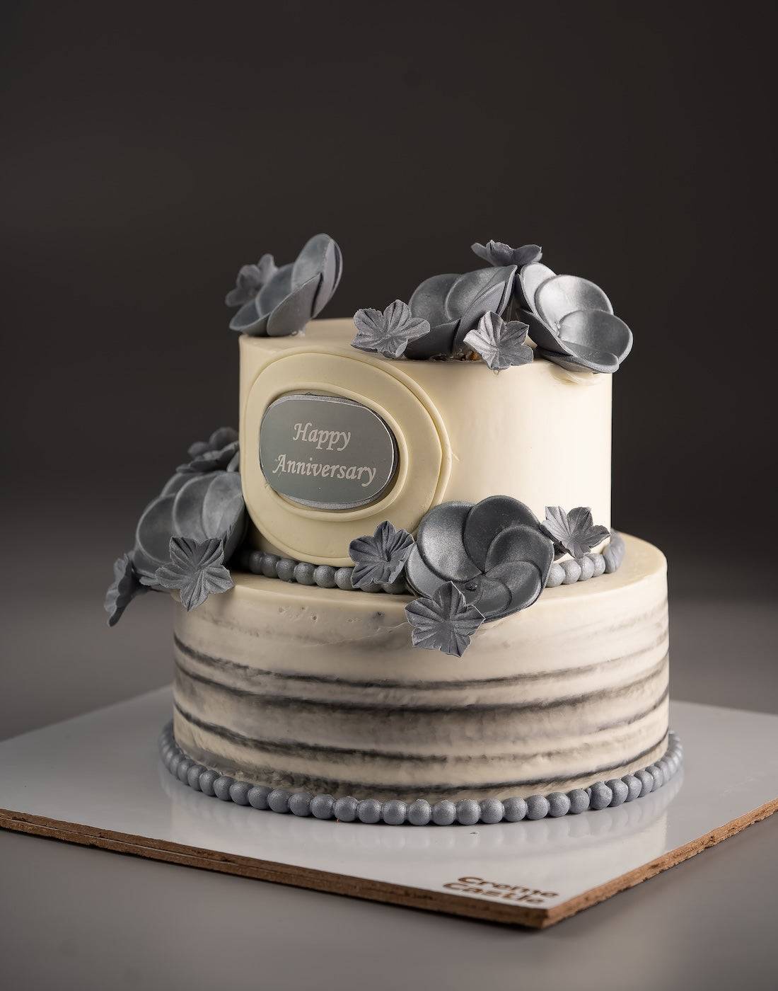 2-Tier Silver Anniversary Cake