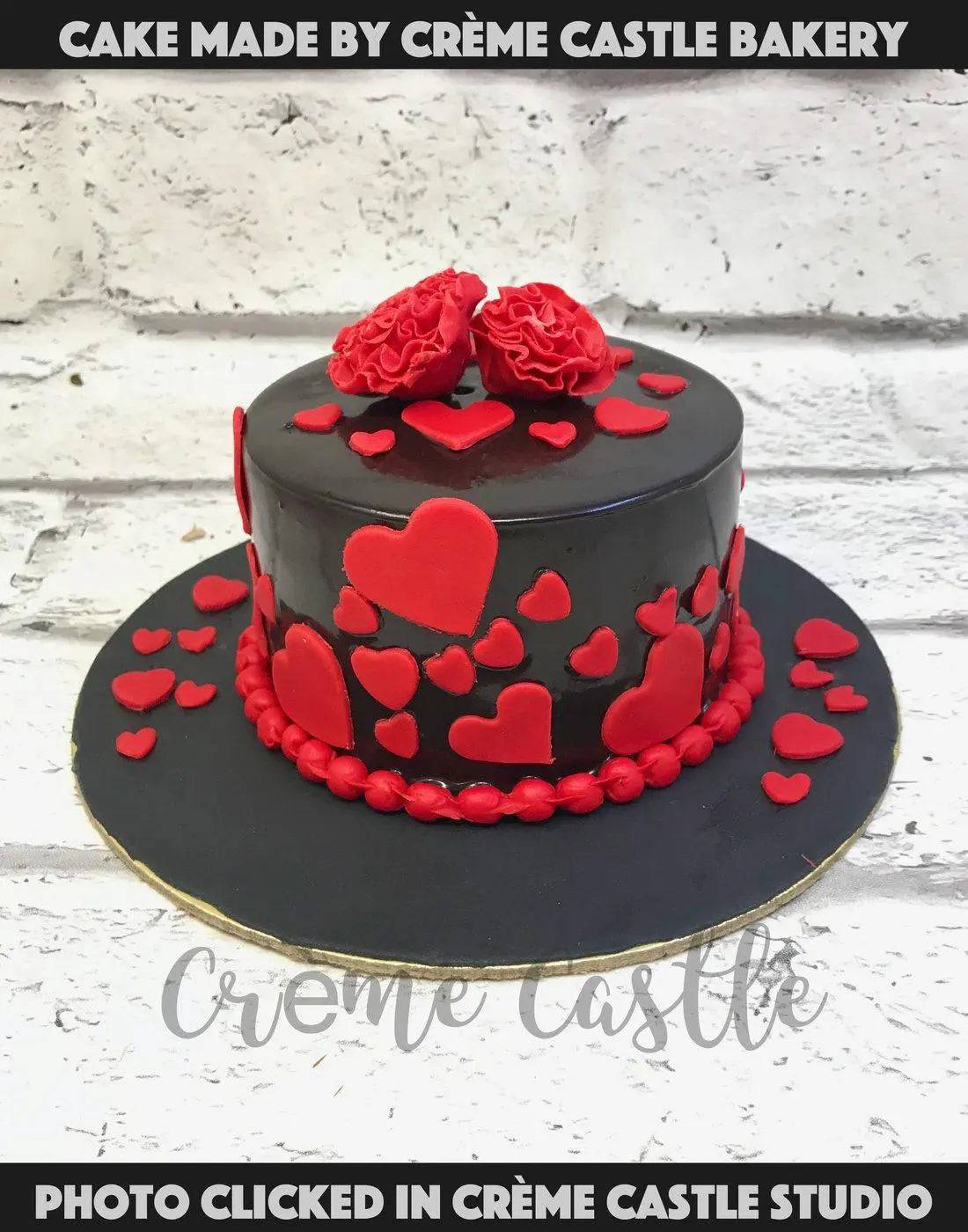 Red Hearts on Black Cake