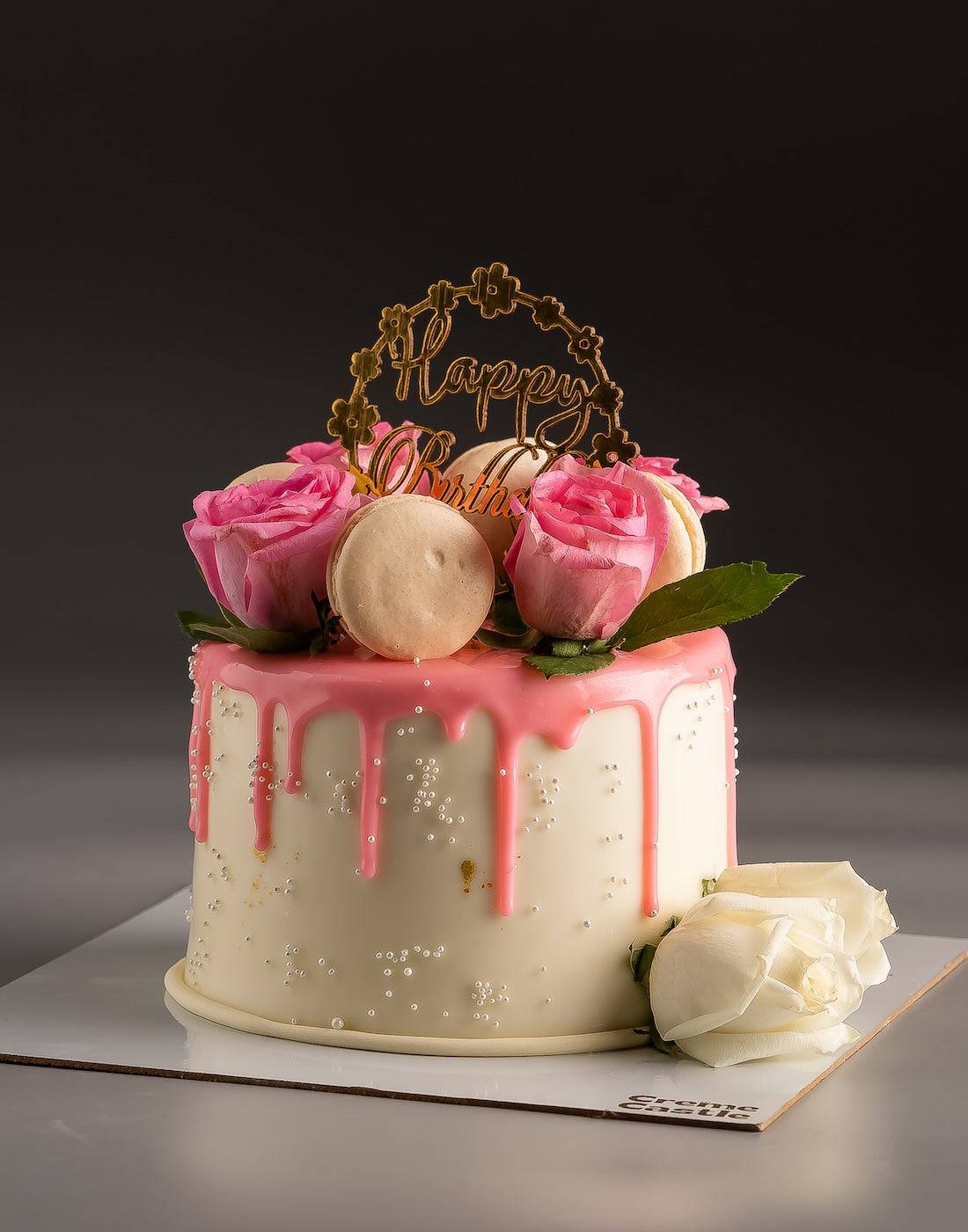 Roses and Macaron Cake