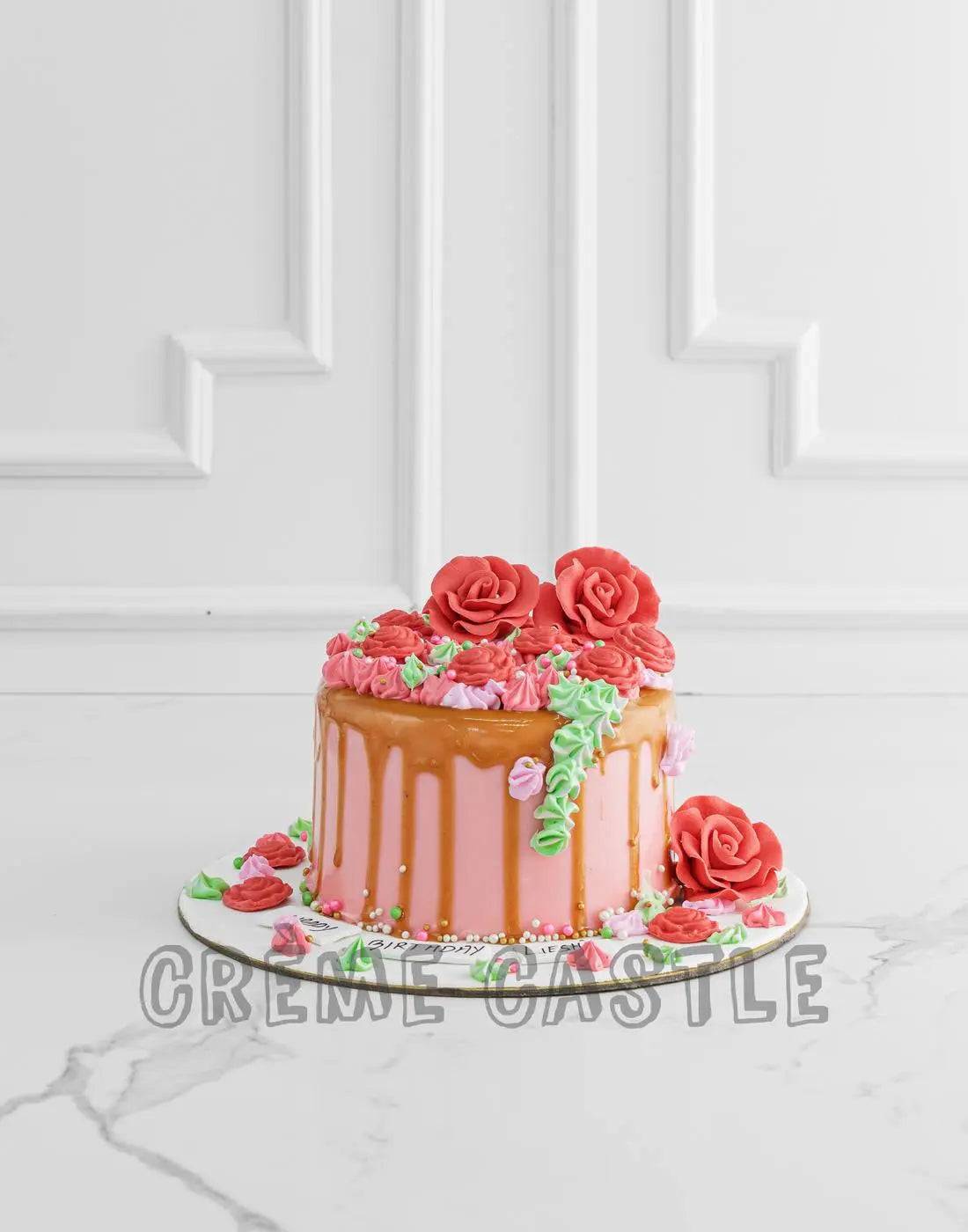 Rosy Gold Drip Cake