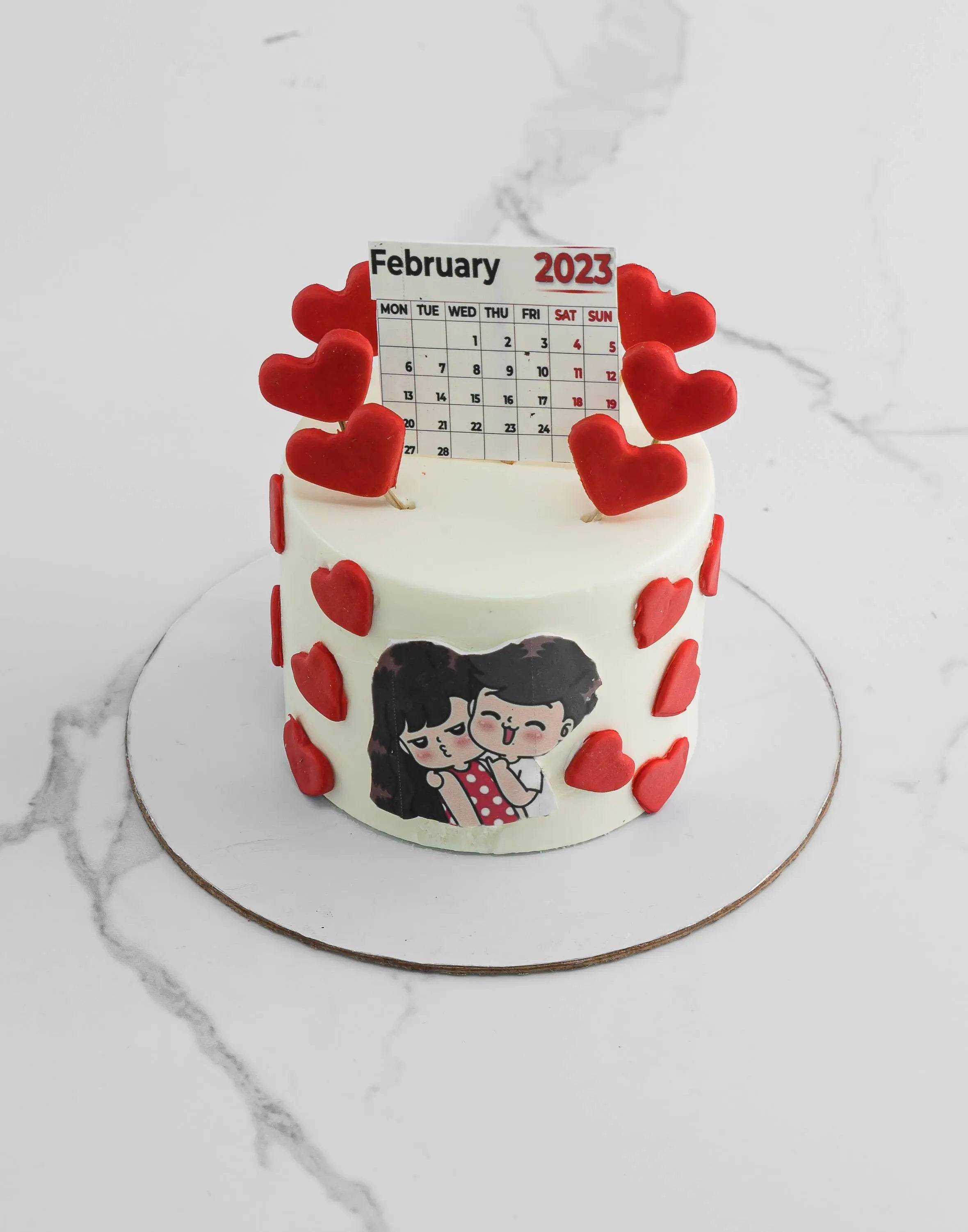 Calendar Couple Valentine Cake