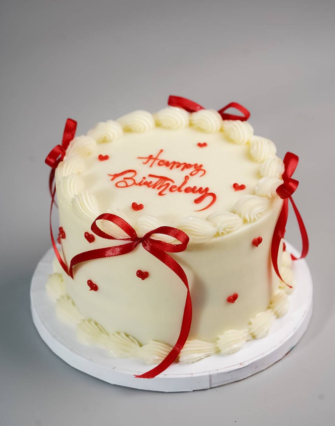 Red Ribbon Hearts Cake
