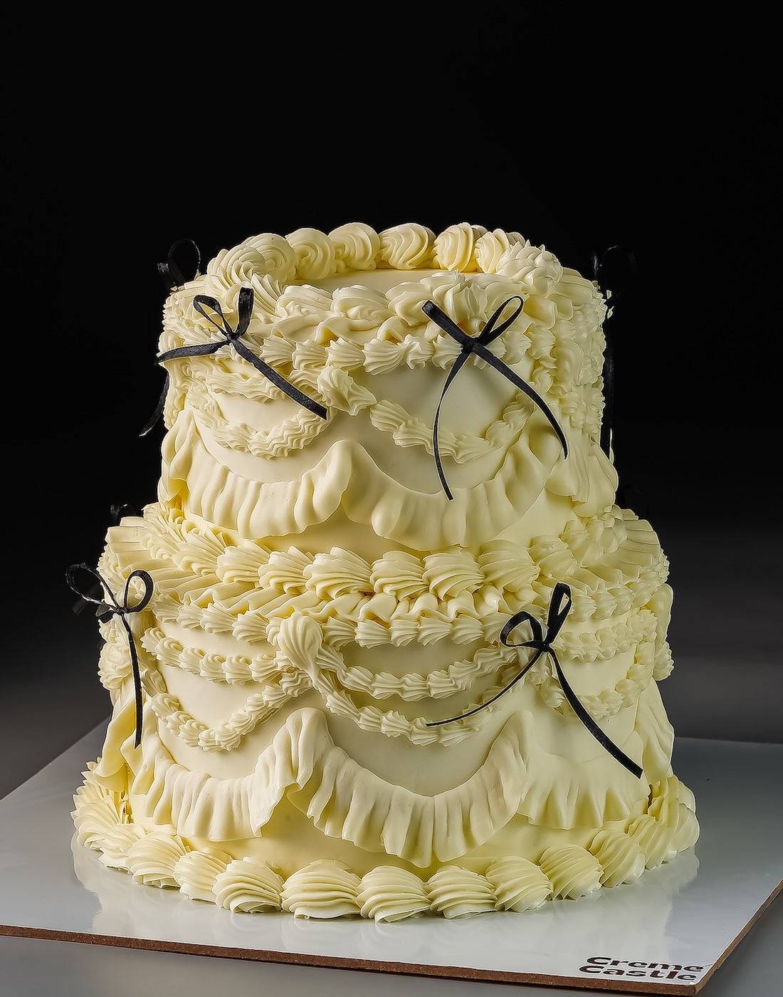 White Vintage Ribbon Cake