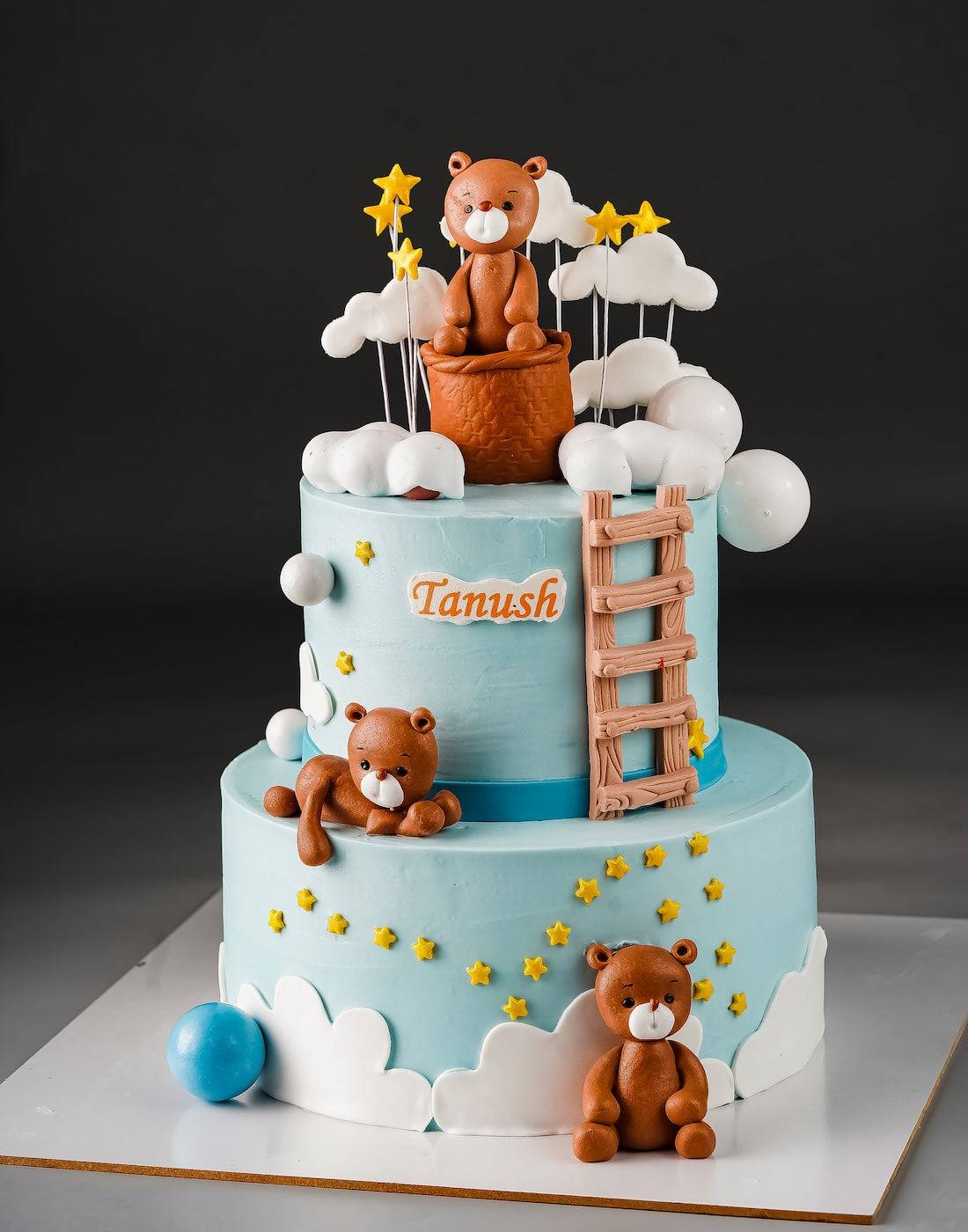 Blue Teddy Cloud Cream Cake