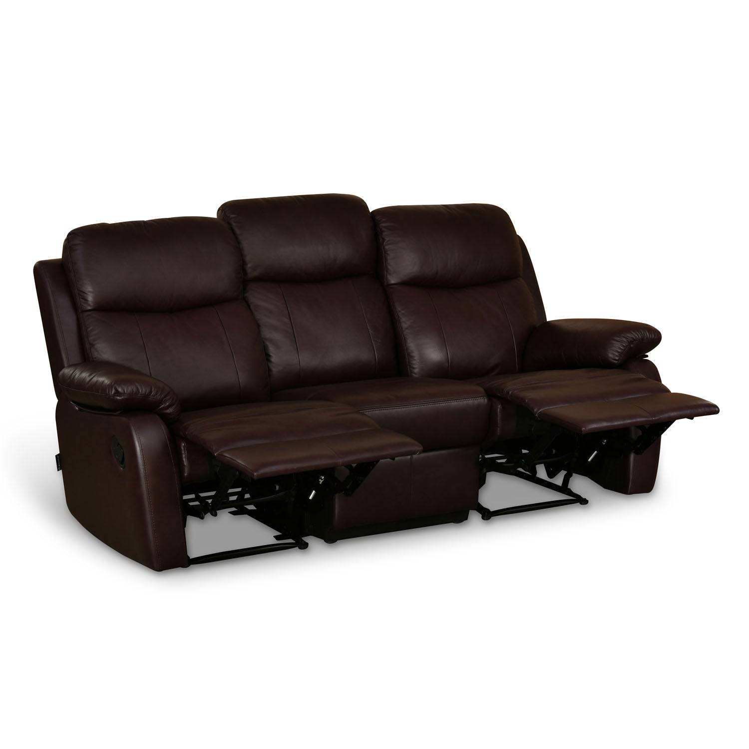 Carolina 3 Seater Sofa with 2 Manual Sofa Recliners- Brown