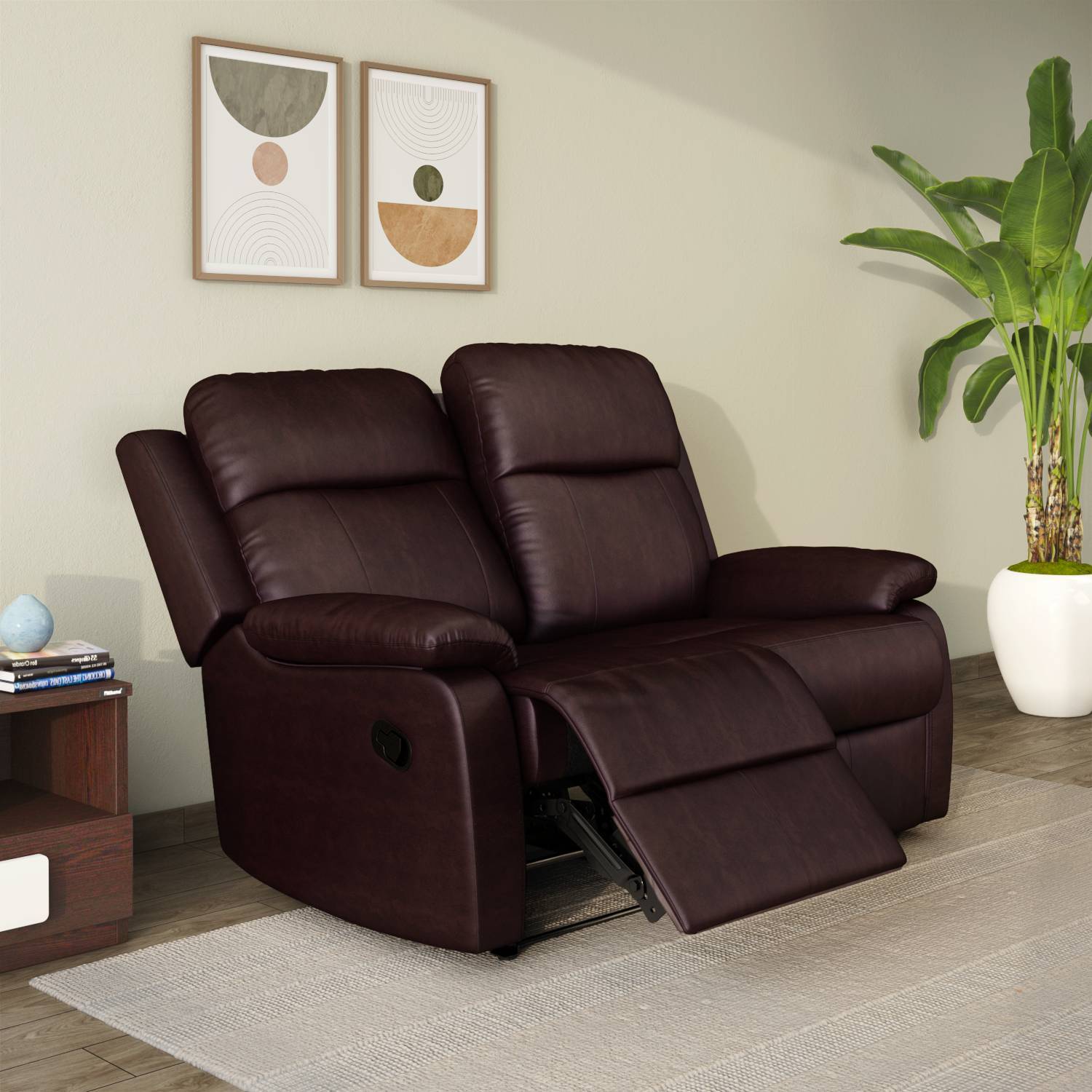 Carolina 2 Seater Leather Recliner Sofa- Brown