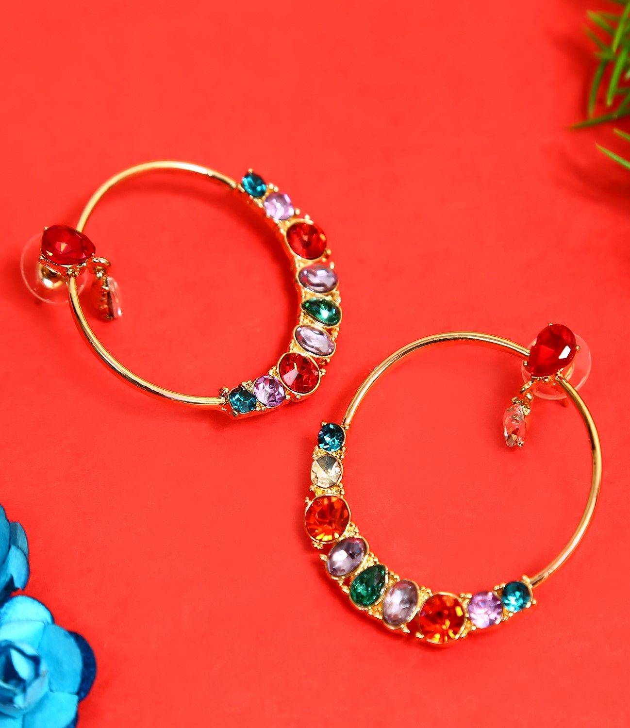 Stylish Multicolored Zirson Crystal Studded Earrings for Girls,Women