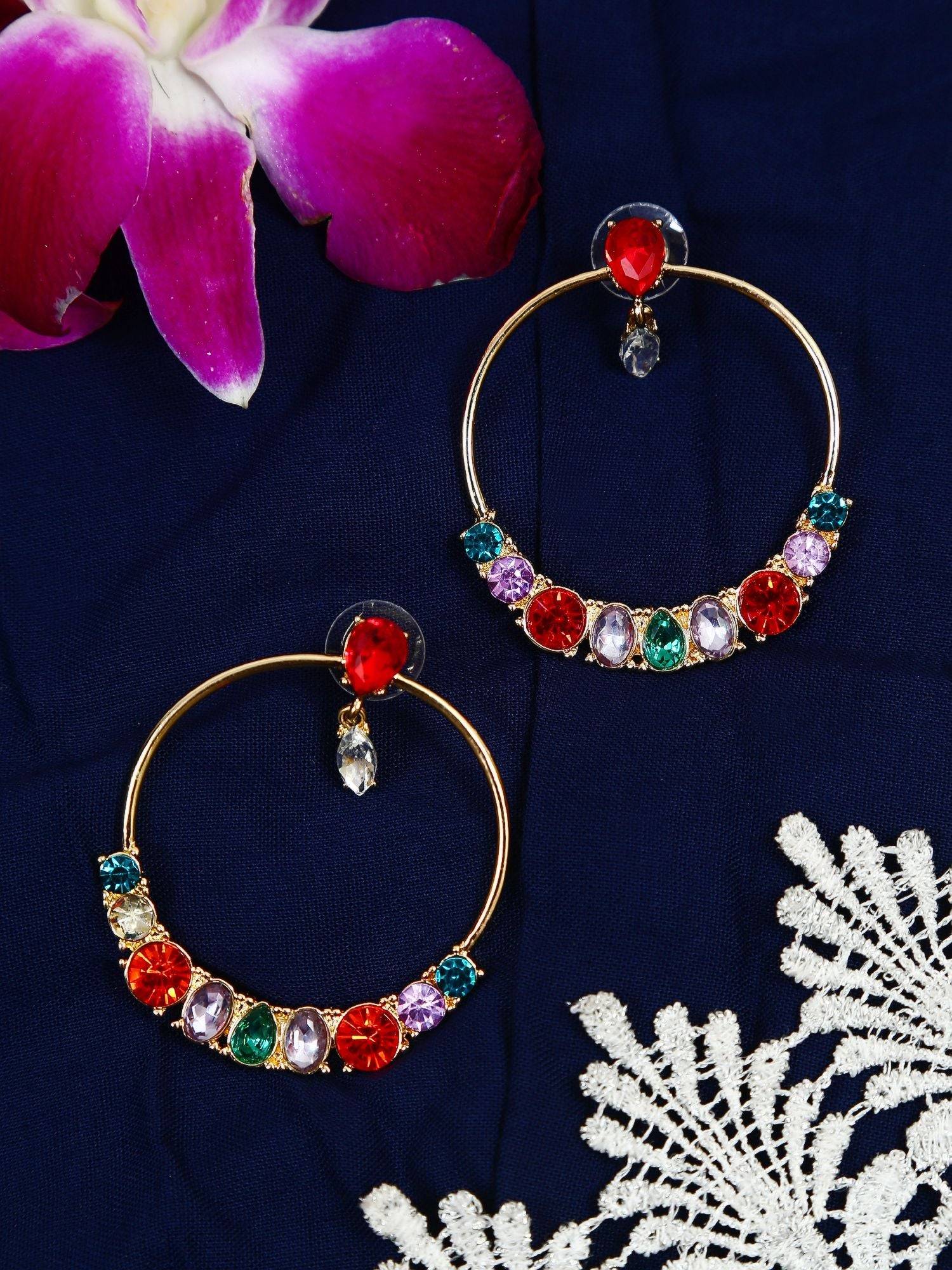 Stylish Multicolored Zirson Crystal Studded Earrings for Girls,Women