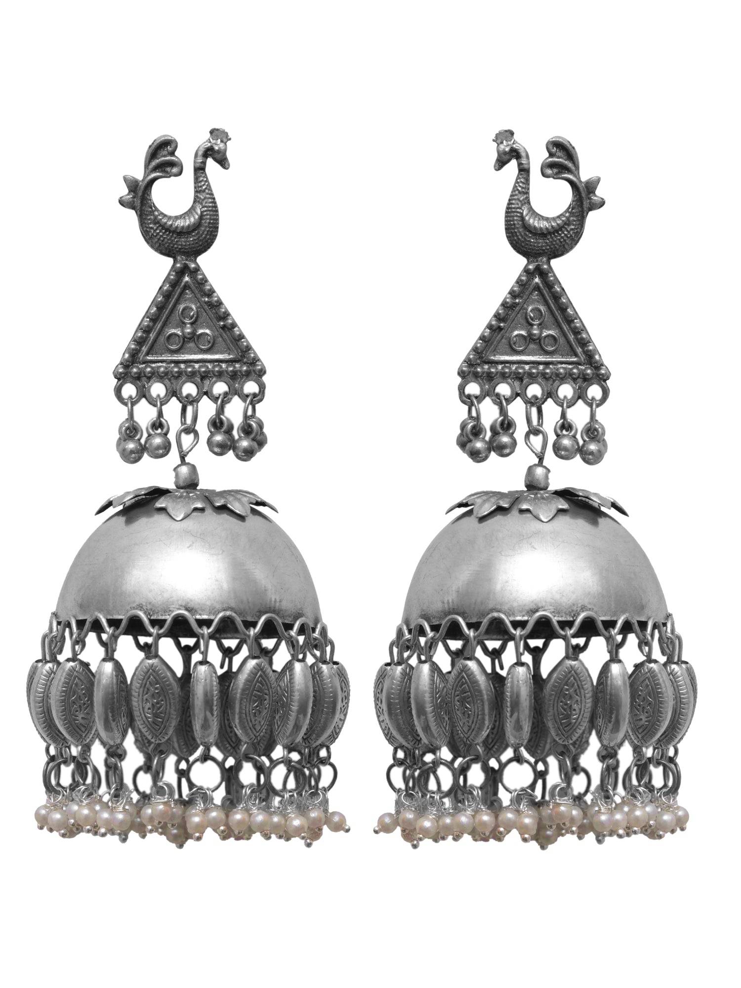 Charm & Tradition: Oxidised Silver Banjara Jhumkas for Women