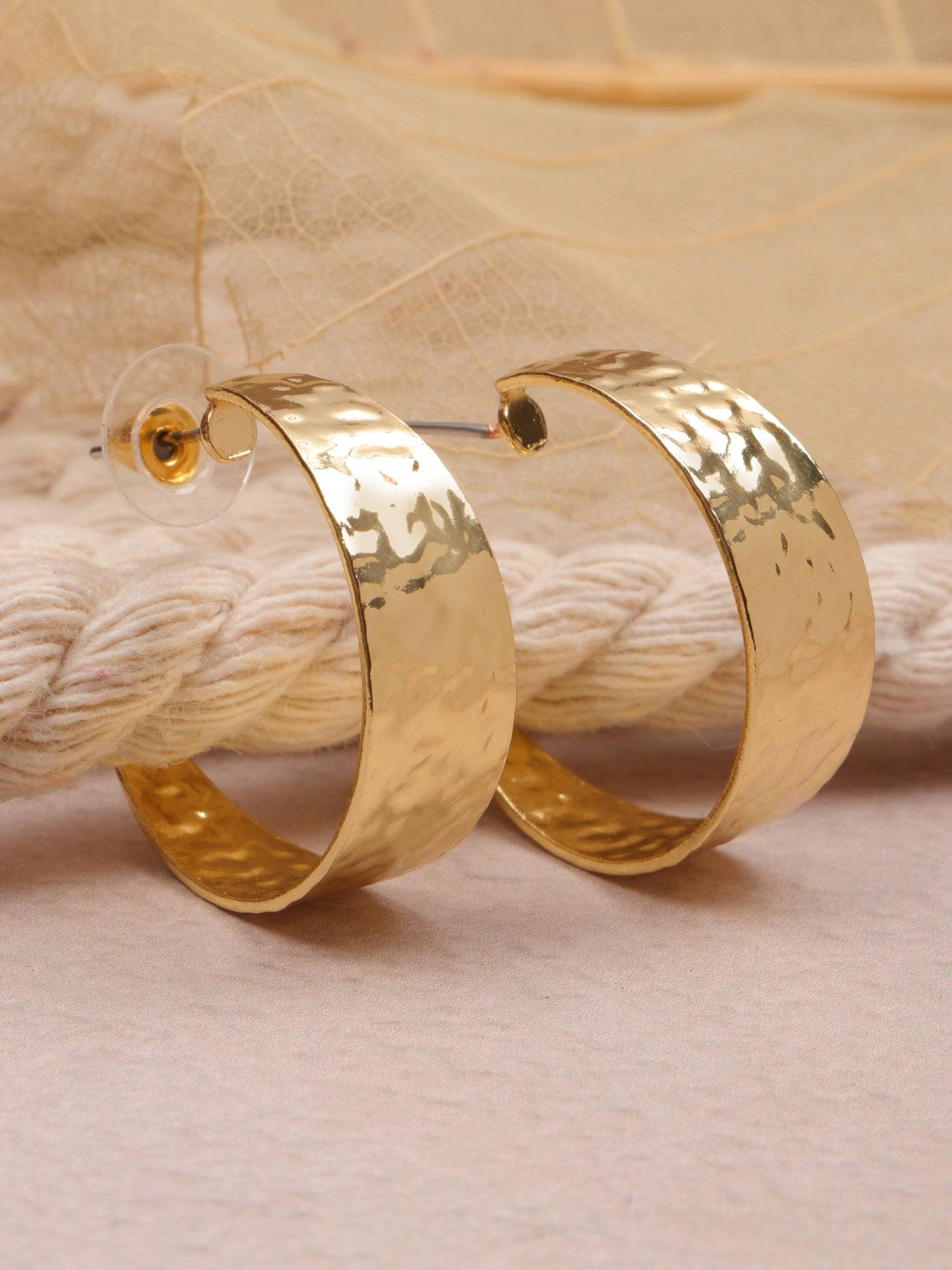Gold-Plated Asymmetric Half Hoop Earrings For Woman & Girls