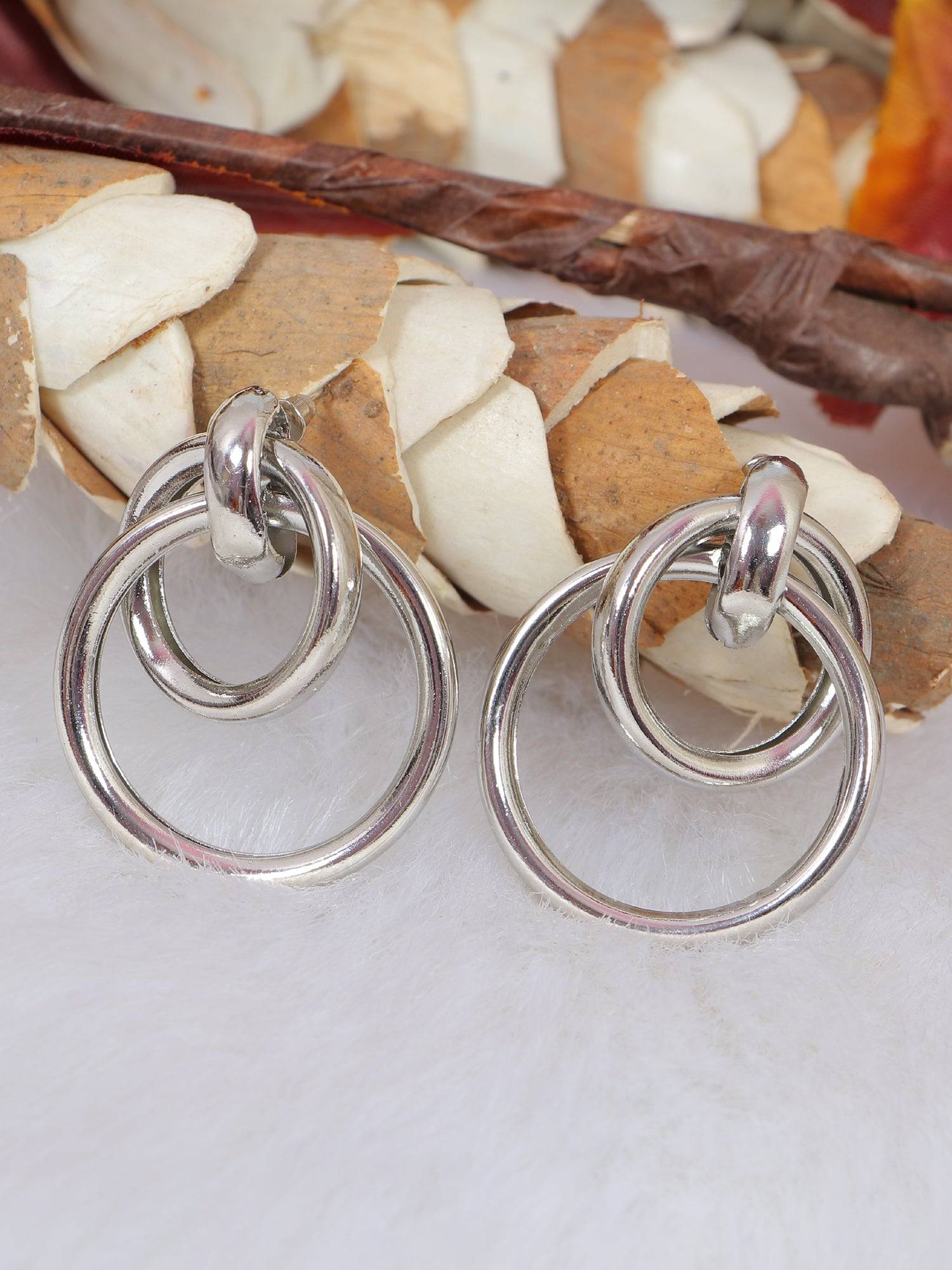 Glitzy 'Paradiso Glitz' Double Dangler Silver Earrings