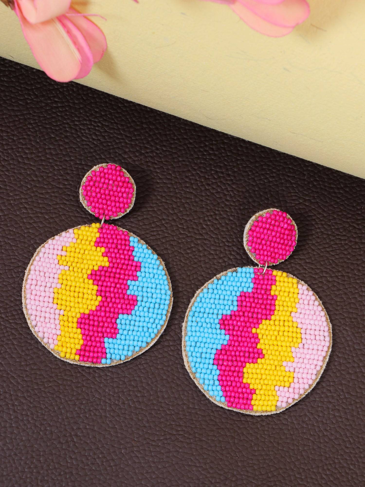 Golden Touch Contemporary Handmade Beaded Drop Earrings for Stylish Women and Girls