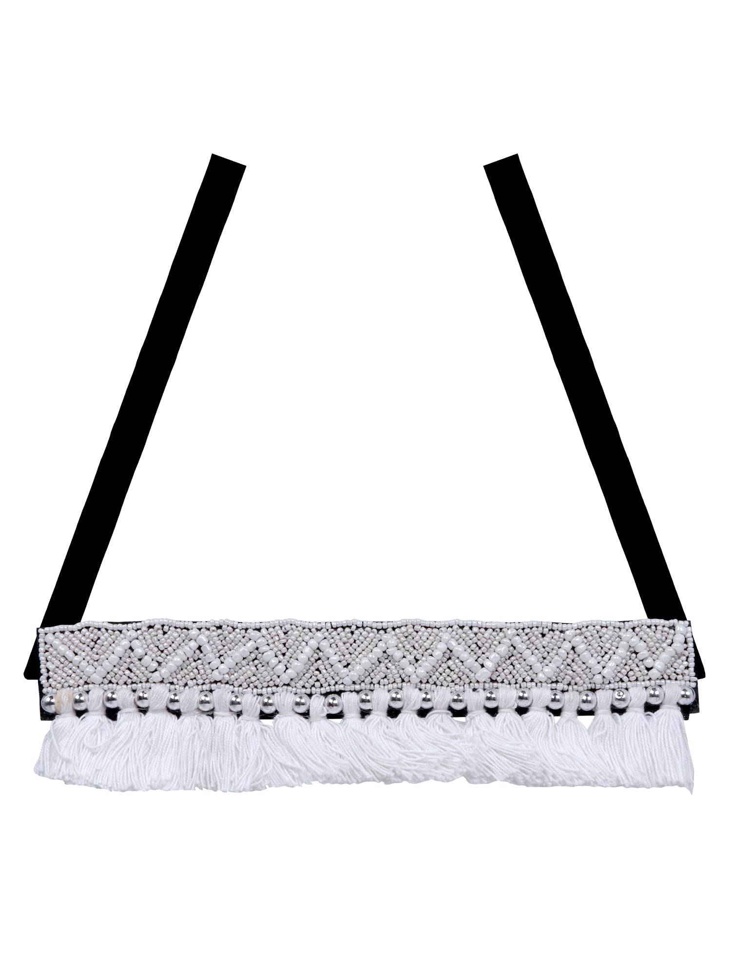 Crunchy Fashion Boho Handcrafted White Beaded Necklace Set