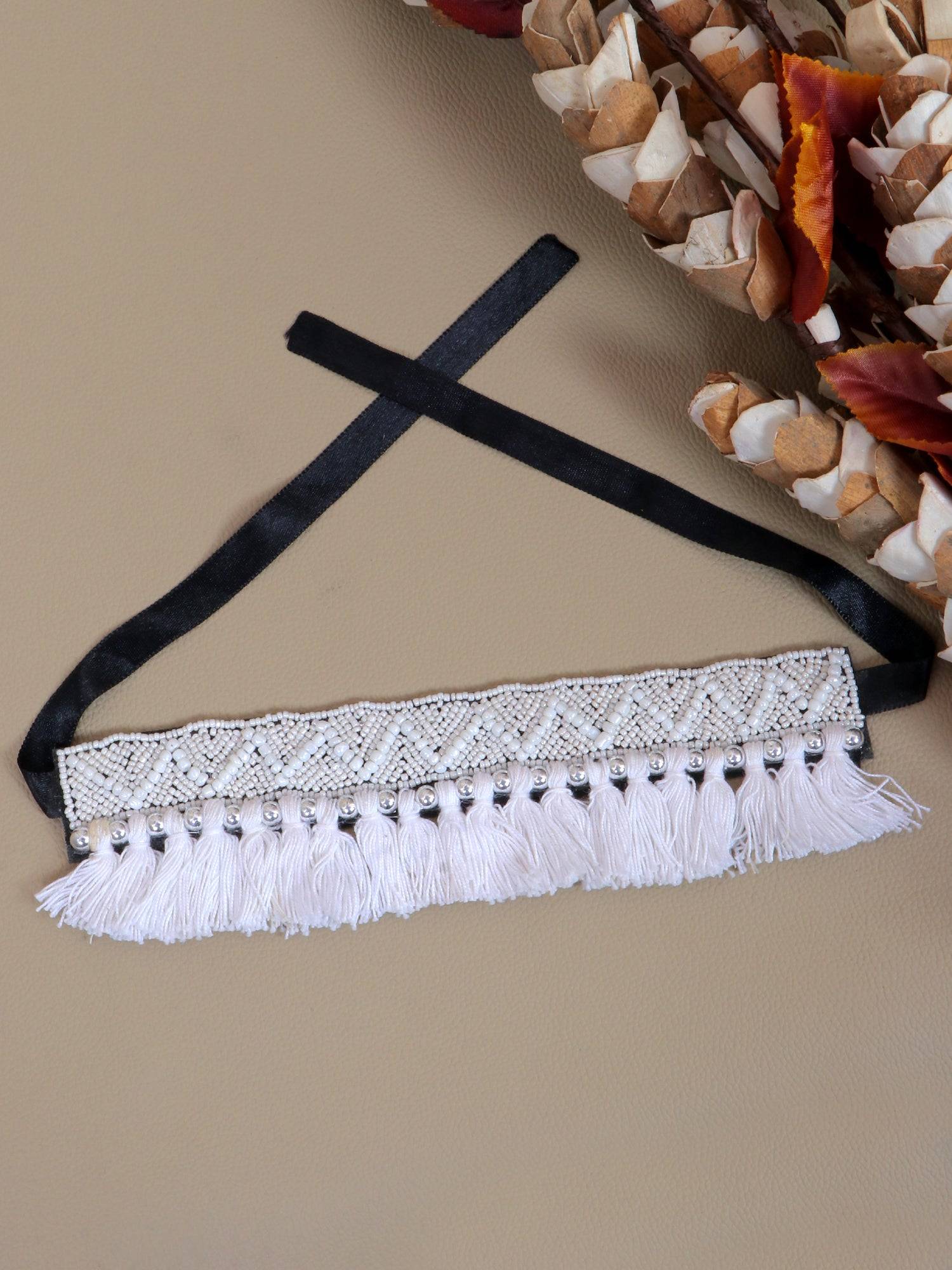 Crunchy Fashion Boho Handcrafted White Beaded Necklace Set