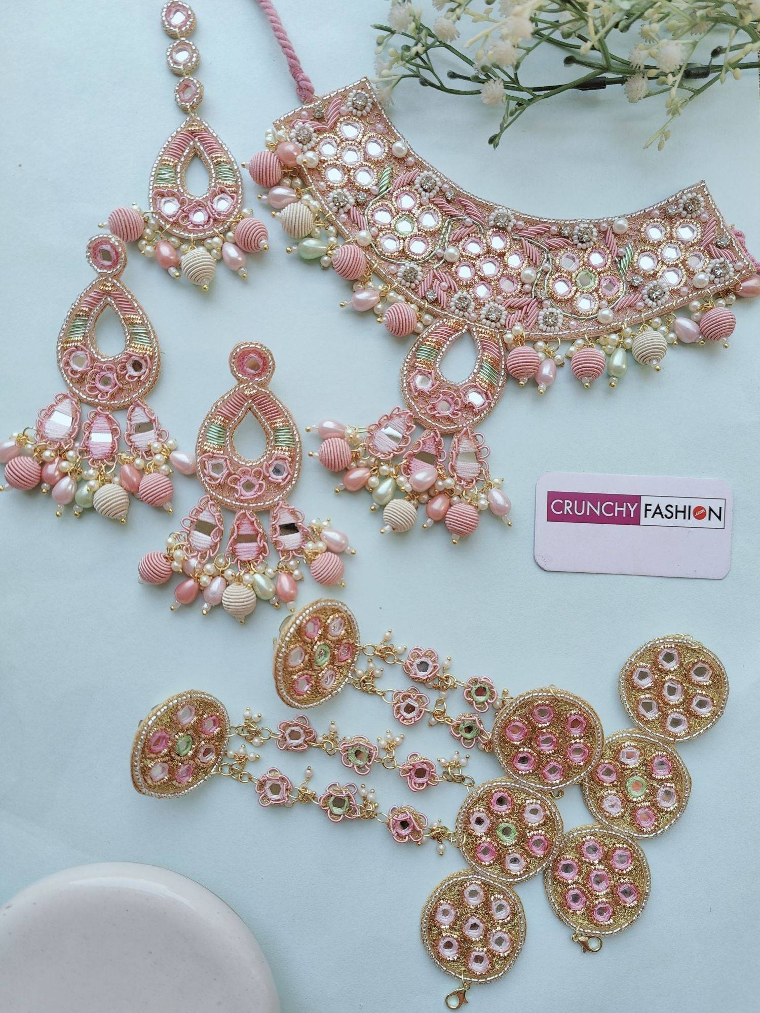 Pink Handcraft Buy Baby Pink Handcrafted Designer Jewellery Set for Haldi-Mehndi ...