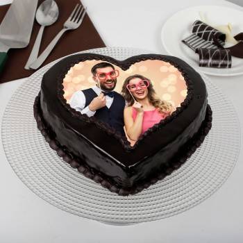 Heart Shaped Truffle Photo Cake Buy only at ₹1499