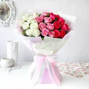 24 Red, White n Pink Roses Buy at ₹1499