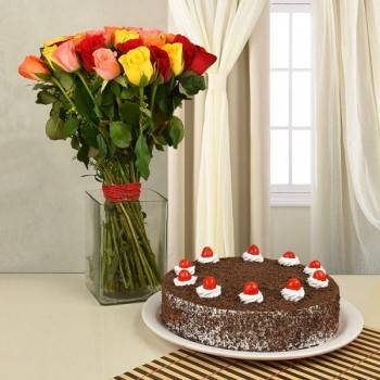 Mix Roses n BlackForest Buy only at ₹2399
