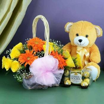 Yellow Roses with Ferrero n Teddy Buy only at ₹2149