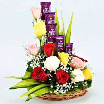 Mix Roses with Cadbury Arrangement Buy only at ₹1299