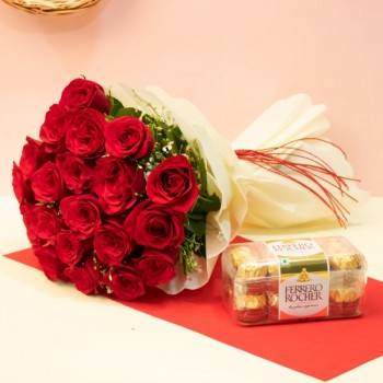 20 Red Roses and Ferrero Buy only at ₹2199