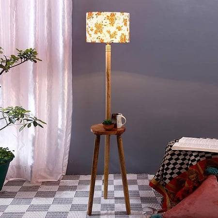 Heath Multicolour Cotton Shade Floor Lamp