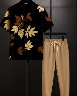 Black Leaf Men’s Casual Half Sleeve Shirt and Trouser Co-ord Set