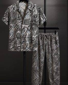 Black Scratch Men’s Casual Half Sleeve Shirt and Trouser Co-ord Set