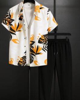 Yellow Leaf Men’s Casual Half Sleeve Shirt and Trouser Co-ord Set