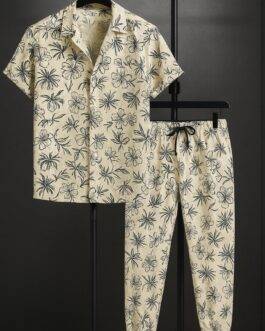 Yellow Mandala Men’s Casual Half Sleeve Shirt and Trouser Co-ord Set