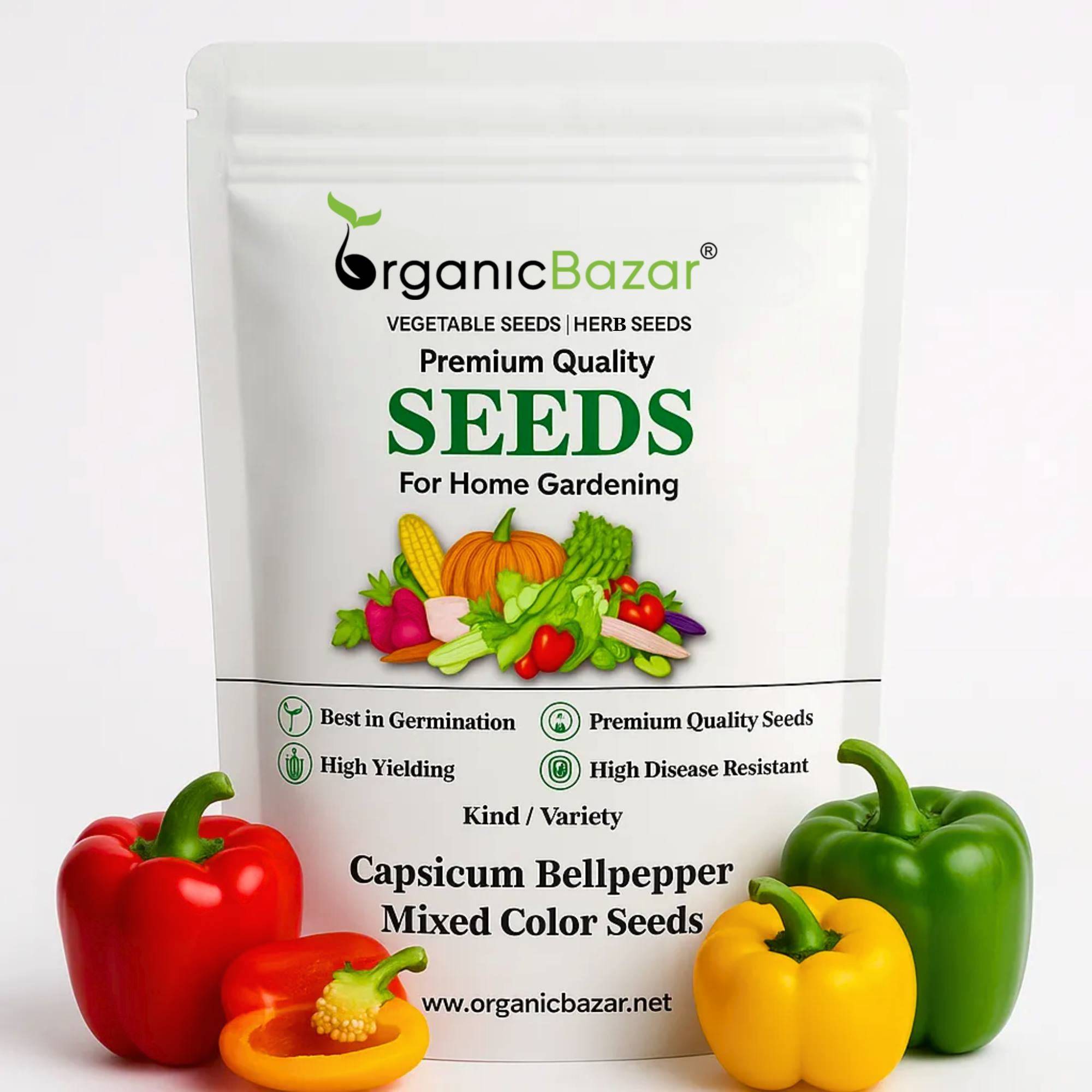 Capsicum-Bellpepper Mixed Color Seeds - (30 Seeds) High Yield | High Germination | Best for Home Gardens  (Shimla Mirch/ शिमला मिर्च के बीज)