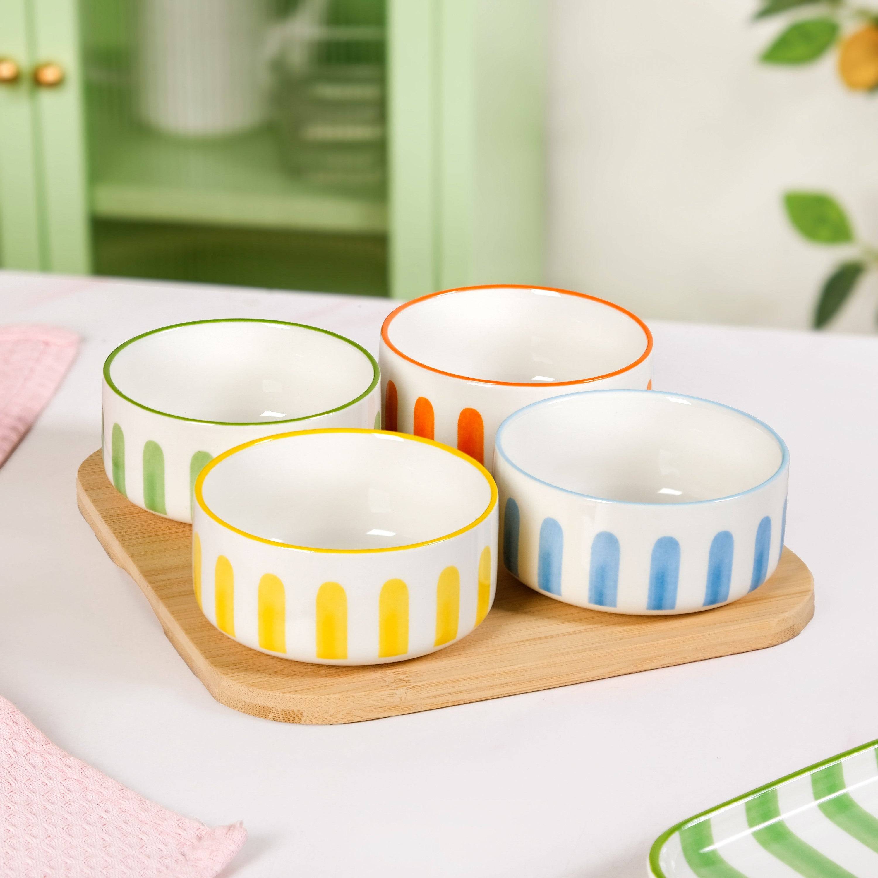 Carnival Stripe Bowls With Tray Set Of 5 buy only at ₹1550