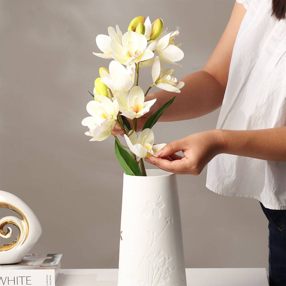 Cattleya Orchid Faux Stem- Buttercream