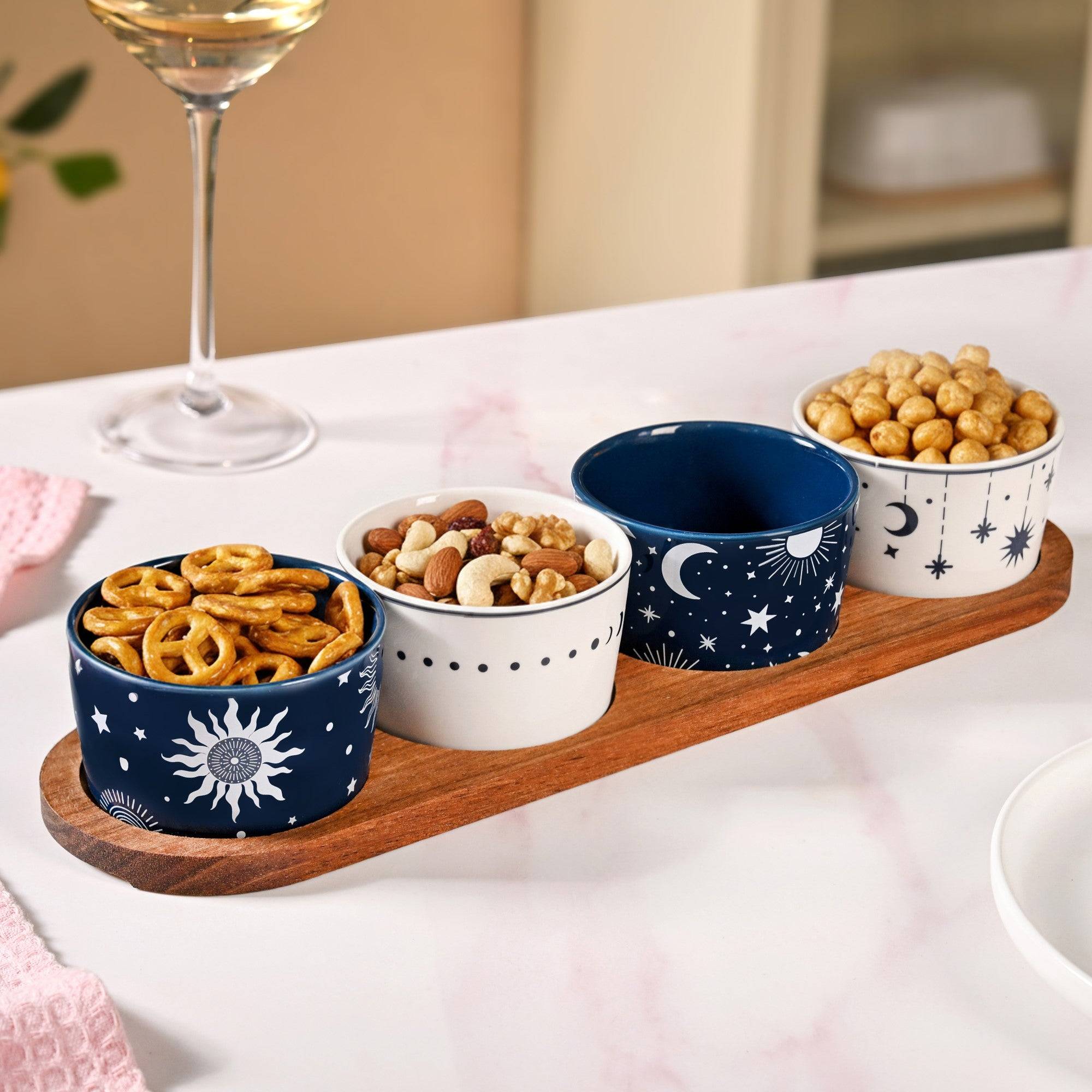 Celestial Charm Serving Platter With Bowls Set Of 5 buy only at ₹1650