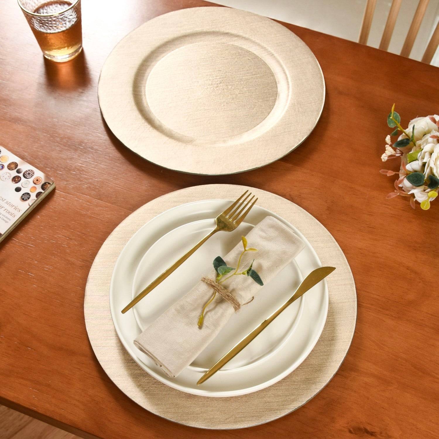 Gold Textured Charger Plates Set Of 6 13 Inch