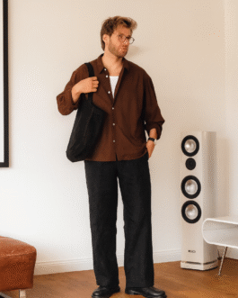 Old Money Classic Combo Shirt Set in Brown and Black Elegant Men?s Co Ord