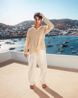 Old Money Pearl Combo Beige and White Classic Men?s Co Ord Set