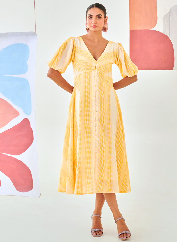 Check Aline Dress - color variant: Yellow