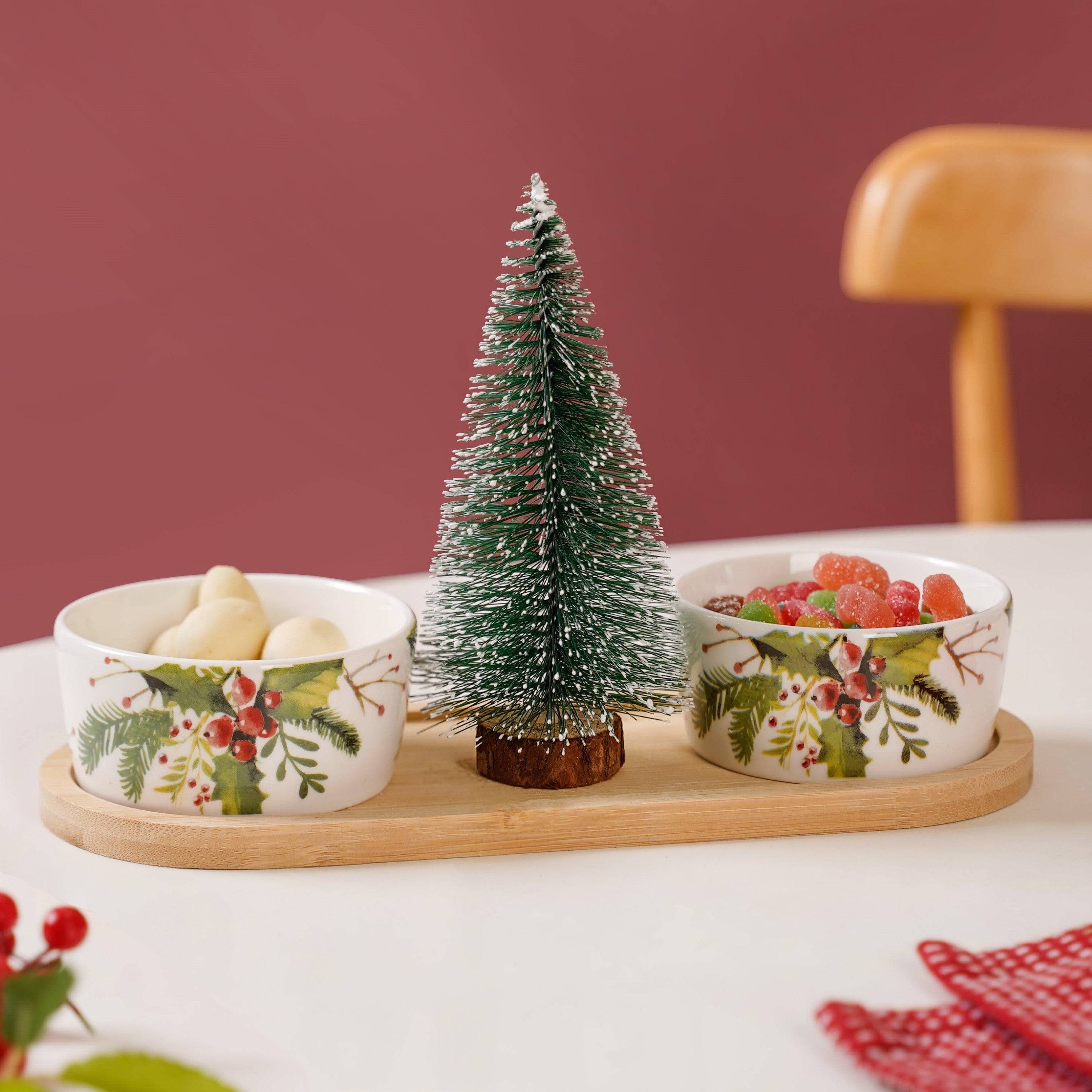 Christmas Pine Tree And Bowl Snack Platter Set